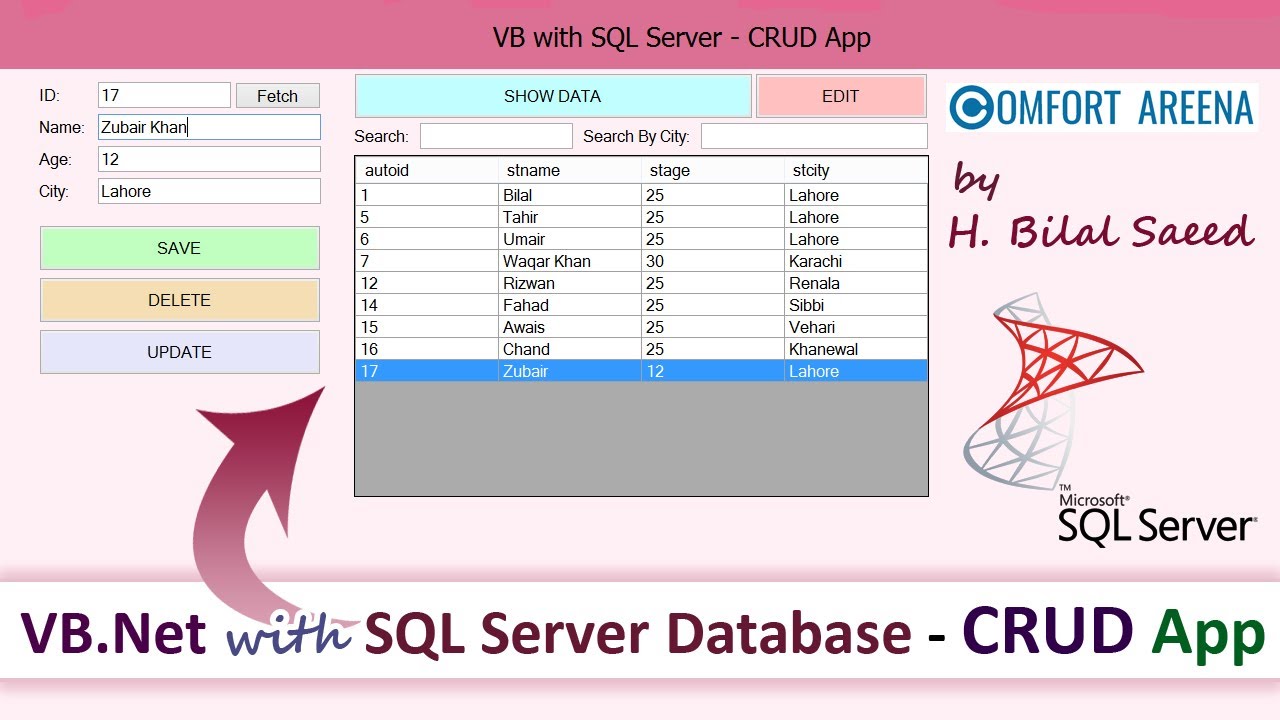 VB.Net - SQL Server CRUD App with Hybird Search - Urdu / Hindi
