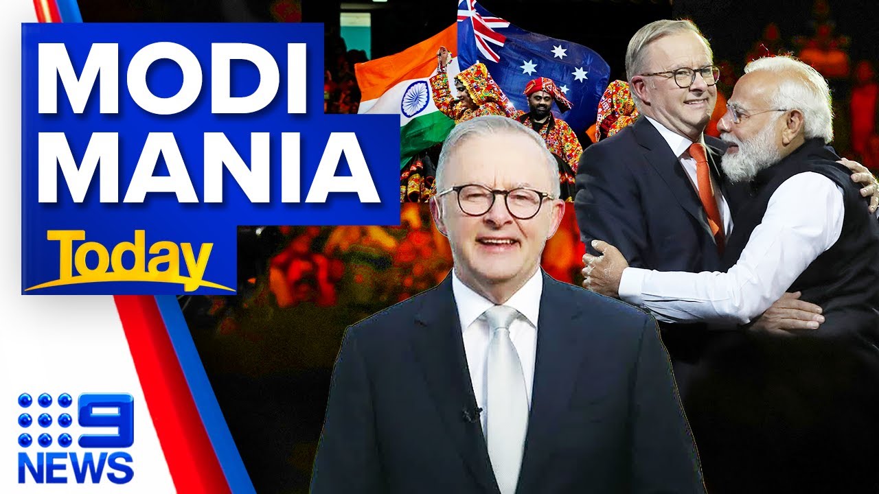 'Extraordinary welcome': 20,000 gather to celebrate India's PM Narendra Modi | 9 News Australia
