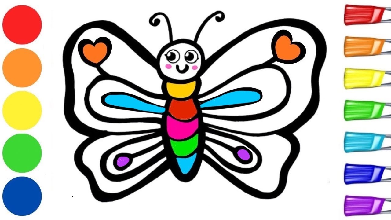 Как нарисовать бабочку 🦋✨🌈❤️ | Рисование милых животных: просто и легко | Пошаговый урок рисования