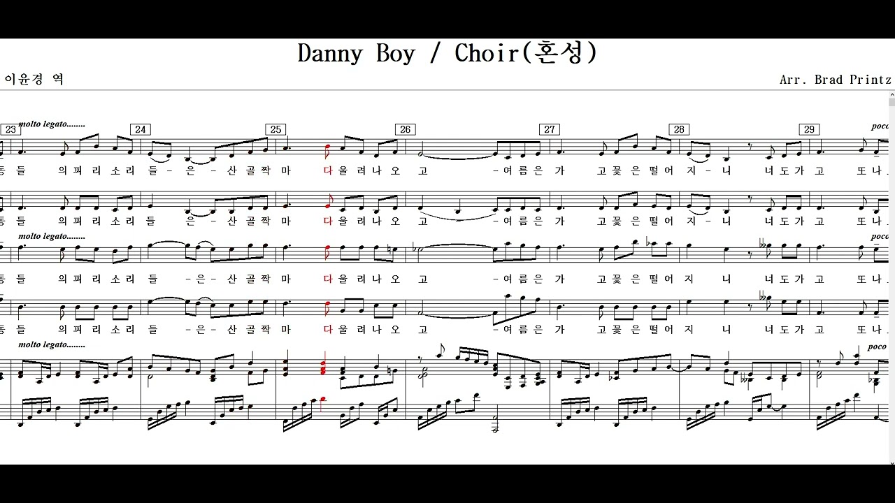 Danny Boy(Arr. Brad Printz)-Choir(혼성)