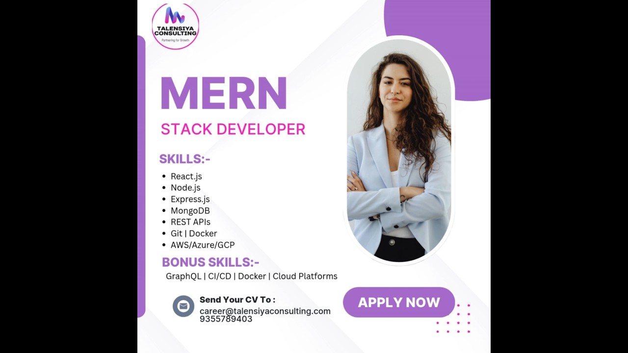 Hiring for MERN STACK DEVELOPER      #talensiyaconsulting #mernstack #nodejs #delhihiring #delhijobs
