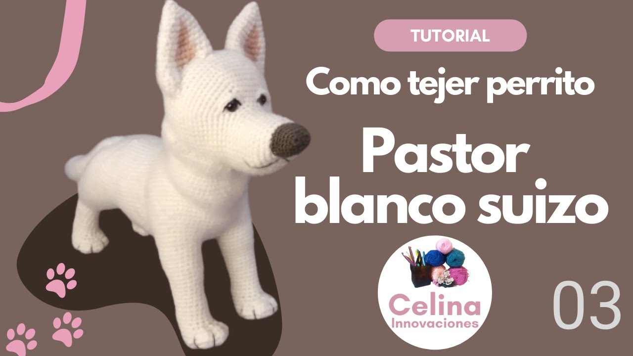 🐕‍ Como tejer cachorro pastor blanco suizo a crochet🐺 ¡Paso a Paso! - PERRITO AMIGURUMI🐾Tutorial # 3