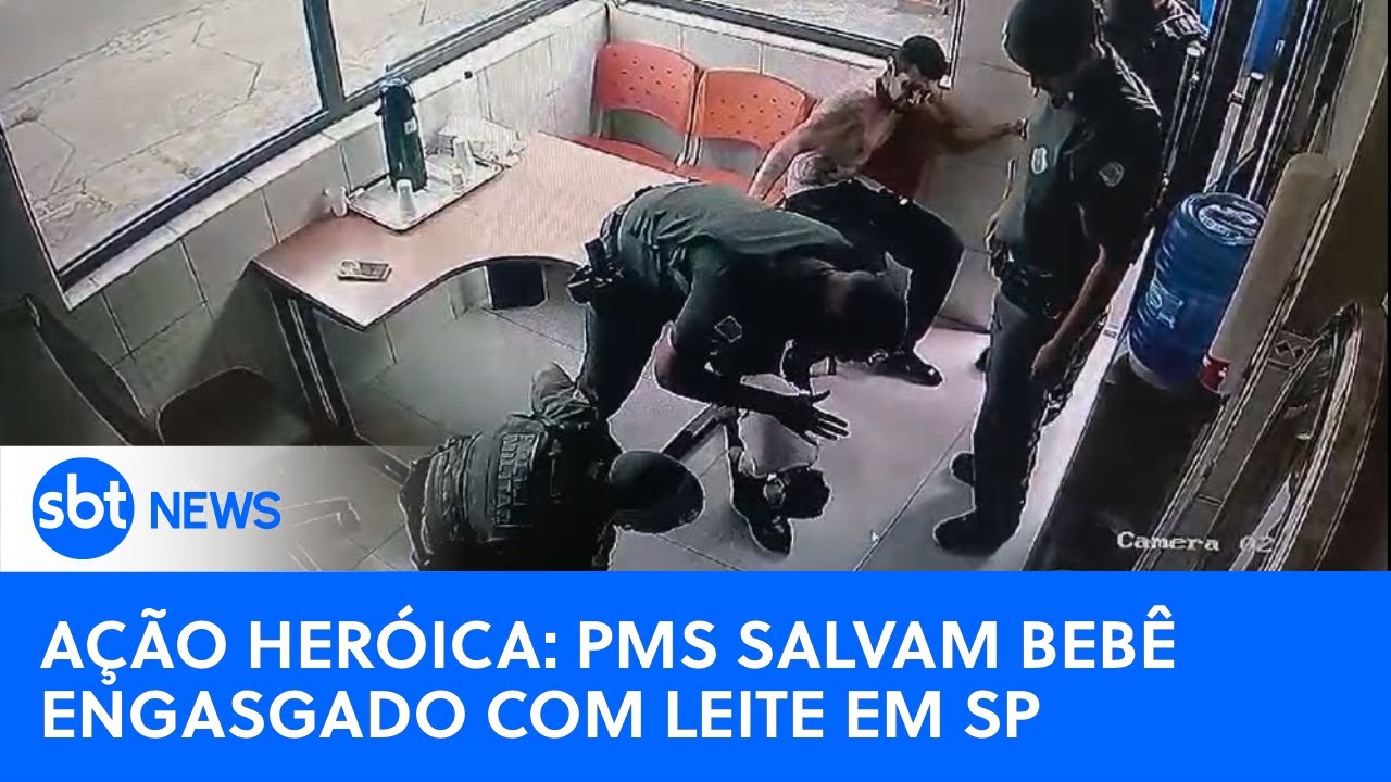 Ação heróica: PMs salvam bebê engasgado com leite em SP
