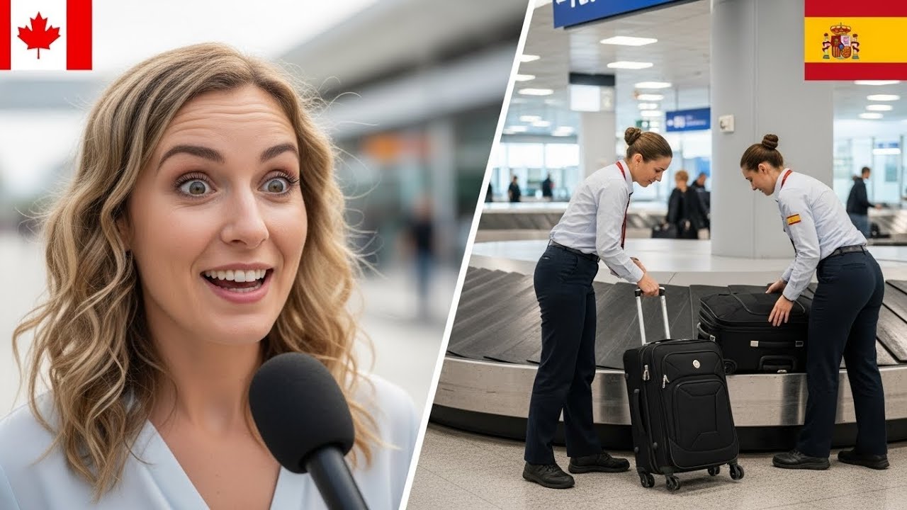 “Así es el servicio en España” Empleada canadiense se emociona en el aeropuerto de Madrid.