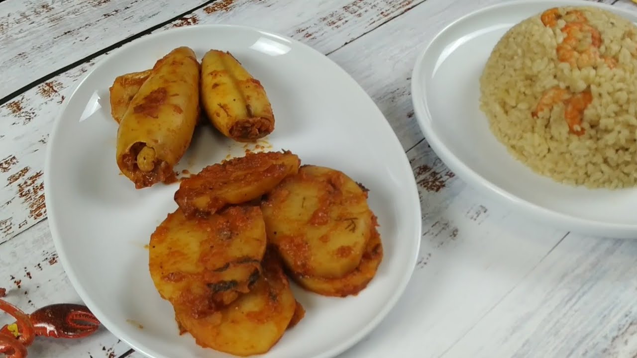 كلاماري محشي مرته بورسعيدي ومحشي جمبري . Calamari