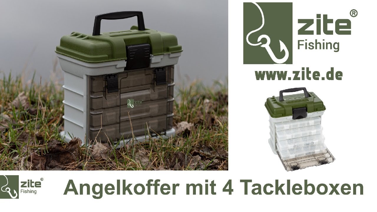 Angelkoffer mit 4 Tackleboxen 27x18x26cm als Gerätekoffer Zite Fishing (Produktvideo)