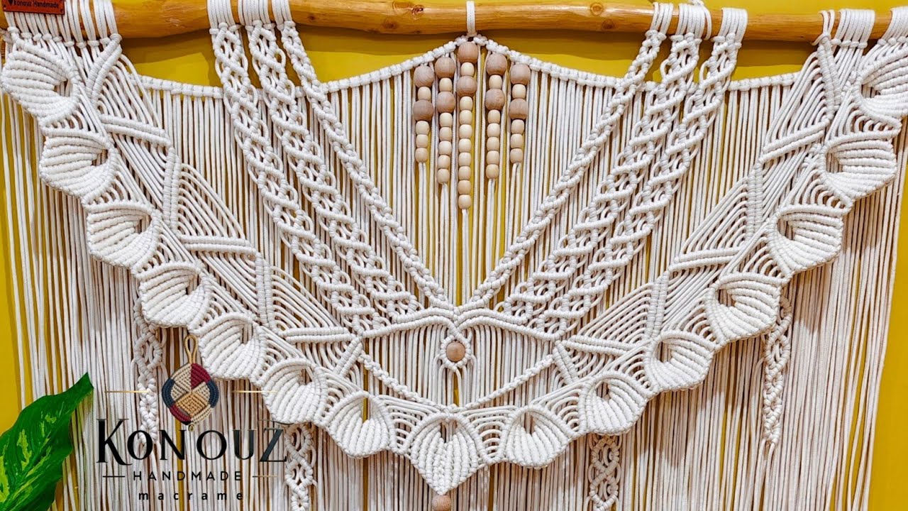  إبداع وفخامة في كل عقدة: جدارية مكرمية مميزة🌟طريقه عملها بالتفصيل خطوه بخطوه  macrame wall hanging 