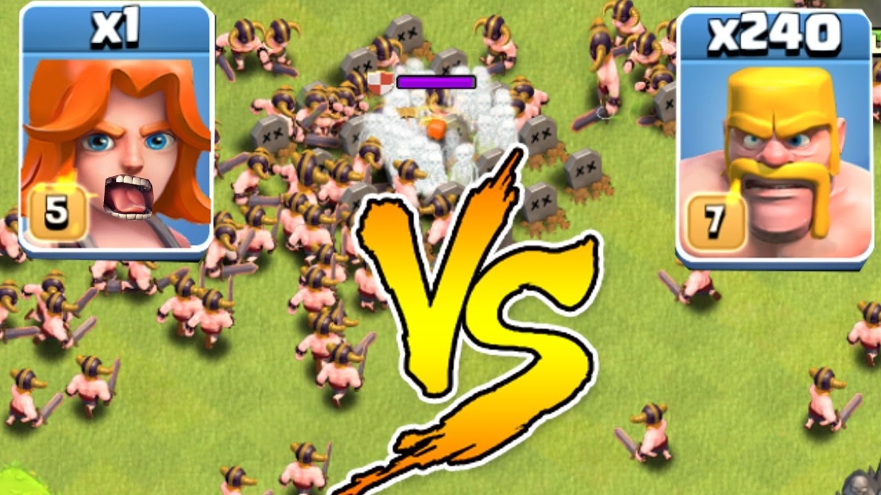 Clash Of Clans - 240 MEN Vs. 1 VALKYRIE!!! Glitch?!? (Troll Raids)