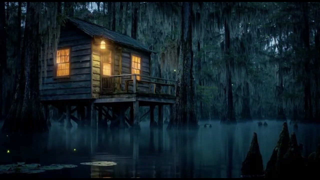 Dark Louisiana Swamp Ambience 🌘 Night Bayou Sounds for Sleep, Calm & Anxiety Relief (4 Hours)