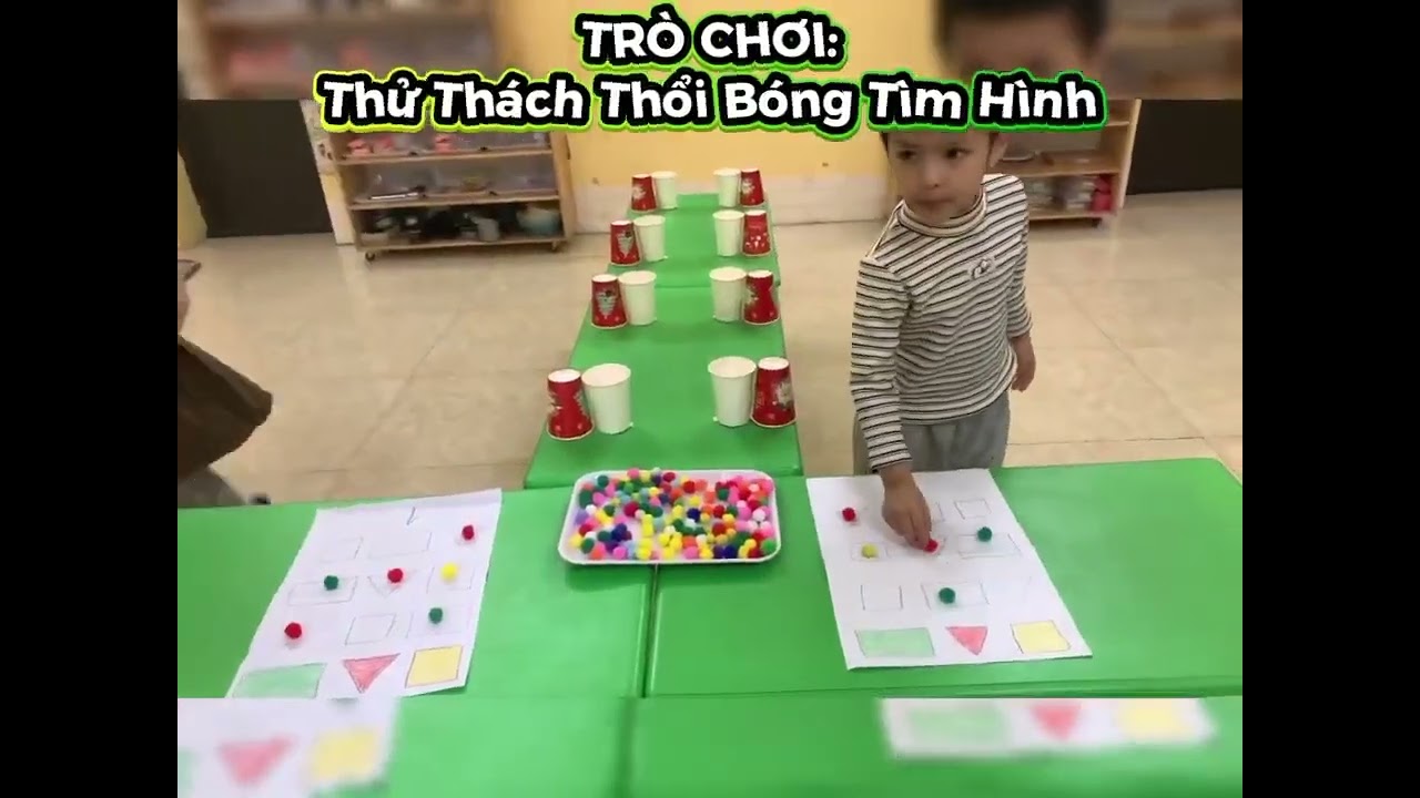 Trò chơi vận động: Thổi bóng tìm hình. Lớp 5 tuổi A. Trường mầm non Nam Bình