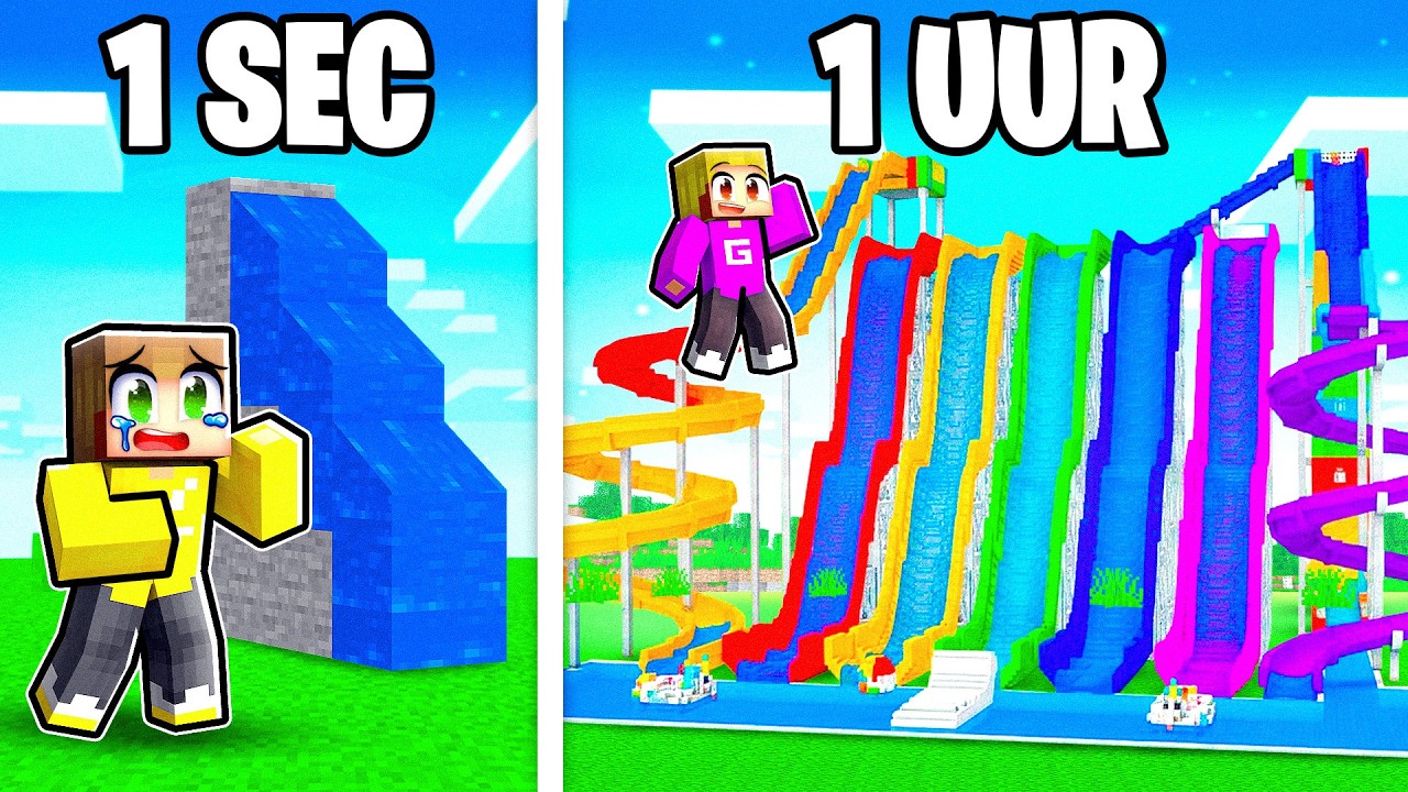 10 Seconden vs 1 Uur Waterpark Bouw Challenge!