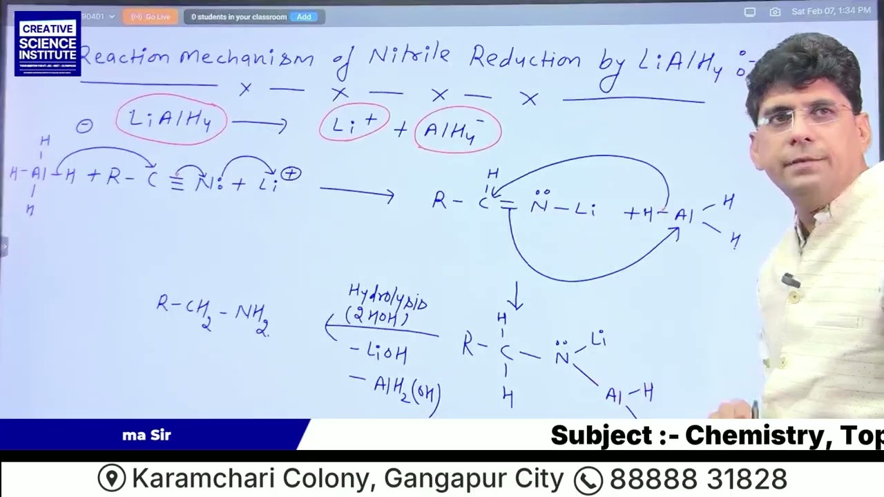 Reaction Mechanism of Nitrile Reduction by Lithium Aluminium Hydride LiAlH₄ #ytshorts#csi#iit#neet