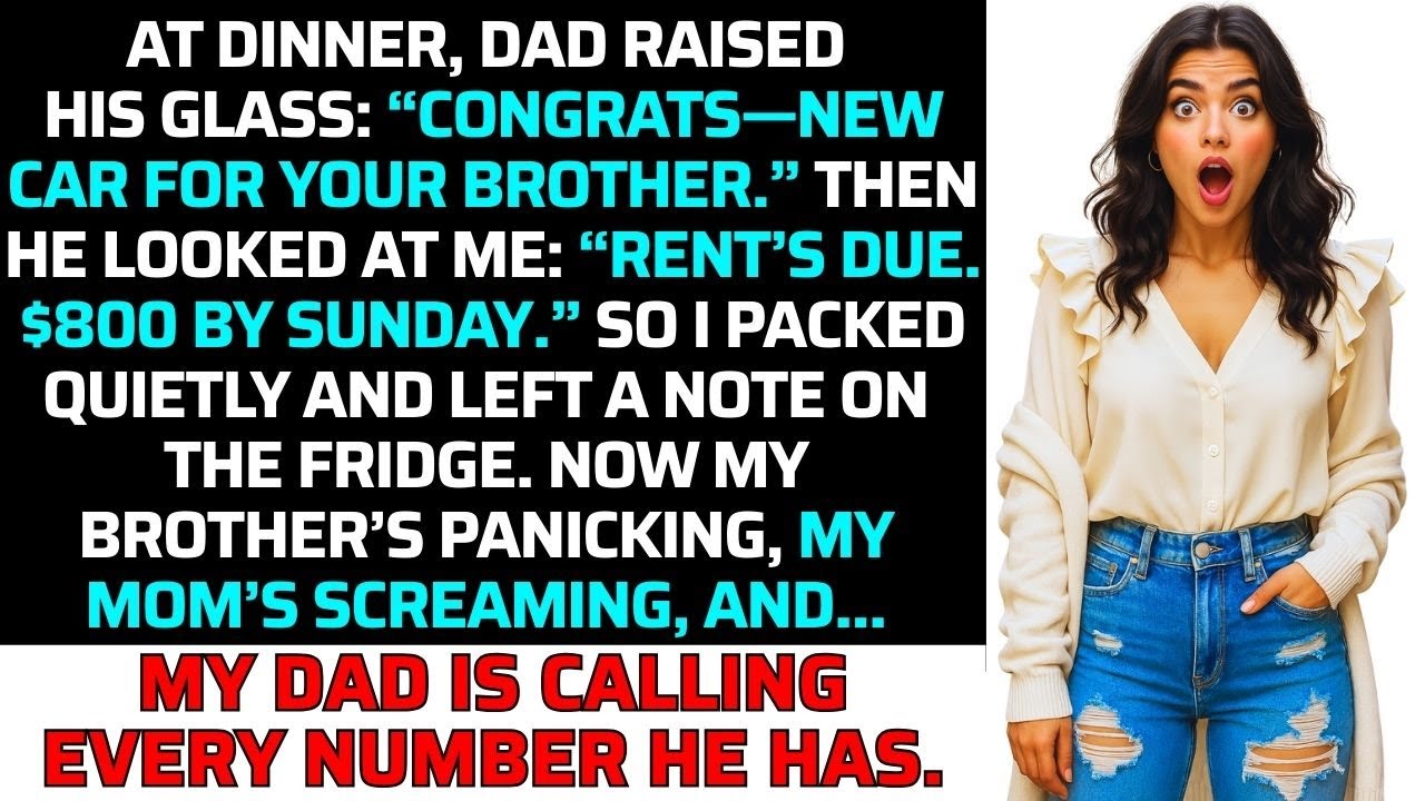 My parents gave my brother a new car; I got an $800 bill—so I left home and a note on the fridge.