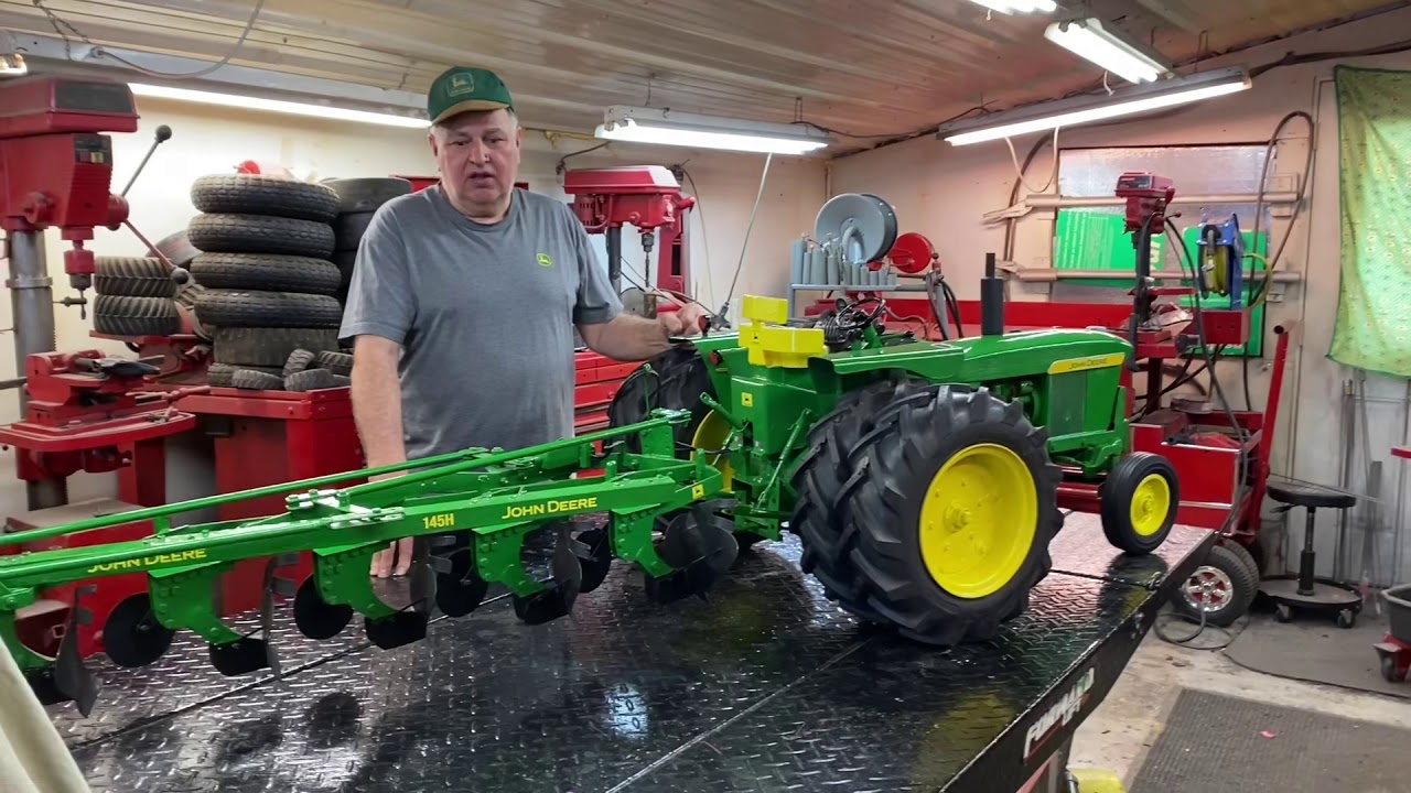 1/4 scale John Deere 4020 and 5 bottom plow .