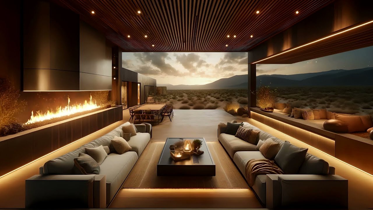 Calm Desert Night | Crackling Fireplace, Crickets & Fireflies, Peaceful Evening Ambiance