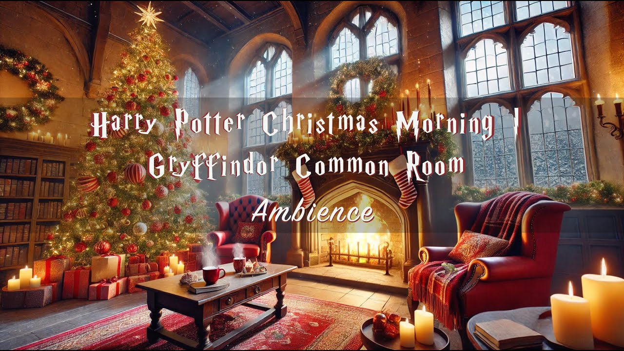 Harry Potter Christmas Morning | Gryffindor Common Room Ambience🎄🦁 📚✨
