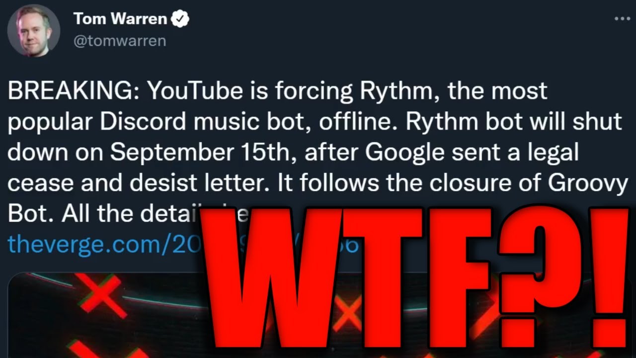 YouTube SHUTS DOWN Discord Music Bot Rythm VIA Cease & Desist! WOW!