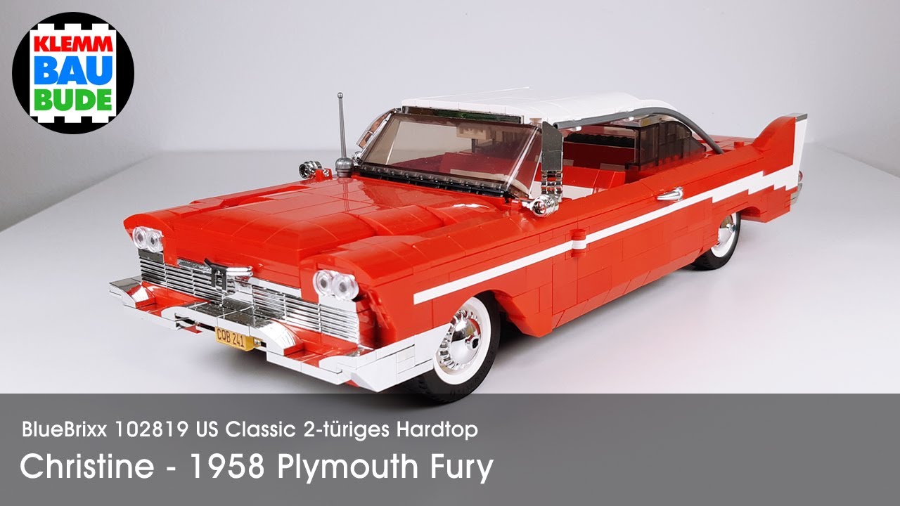 BlueBrixx 102819 US Classic 2-türiges Hardtop – Christine, 1958 Plymouth Fury – modifiziert, Chrome