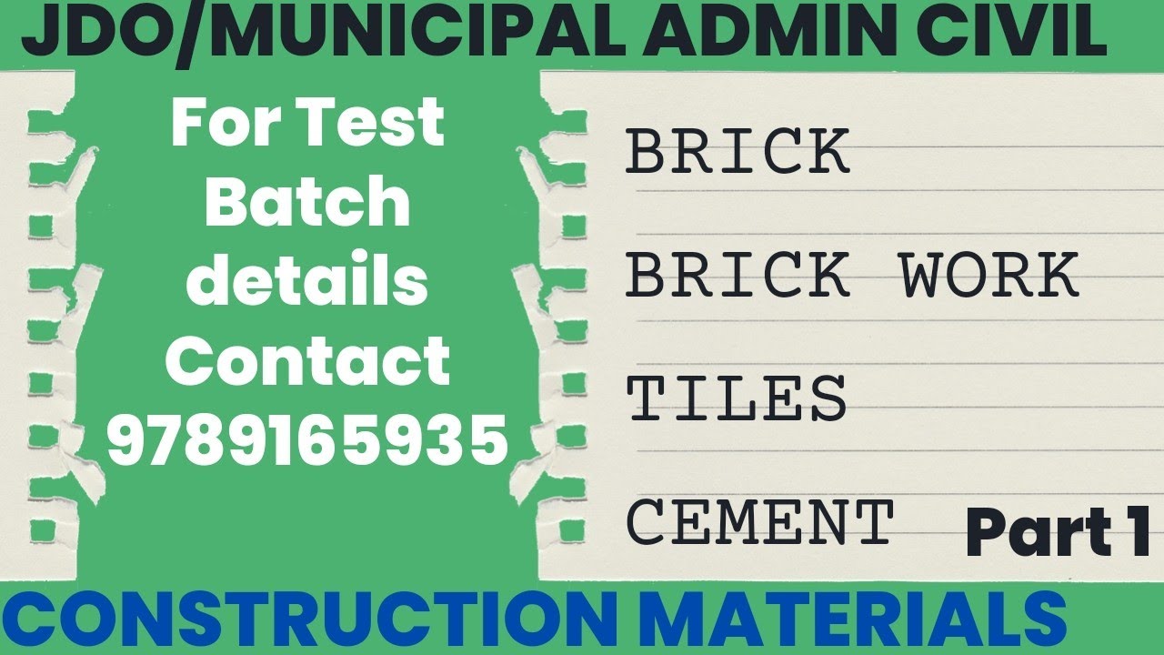 TNPSC JDO /MUNICIPAL ADMINISTRATION CIVIL | CONSTRUCTION MATERIALS #tnpsc #tnpscjdo #tnpscexam