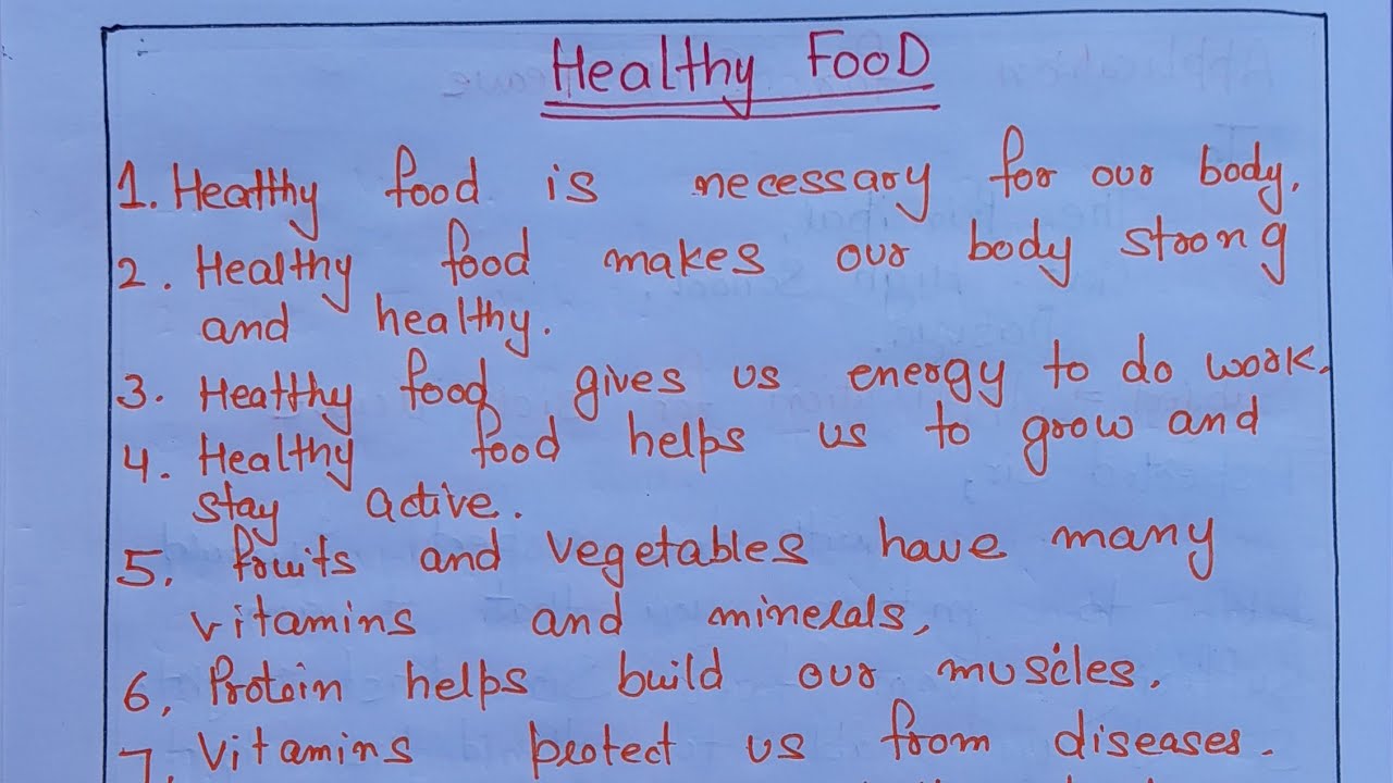 4 February 2026 Healthy food essay ll  Few lines on healthy Food
