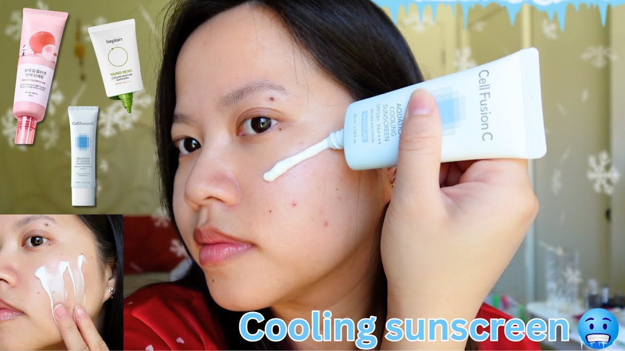 Trying POPULAR Korean "Cooling" Sunscreens for Summer ❄️😎 | Round Lab, Cell Fusion C, Beplain