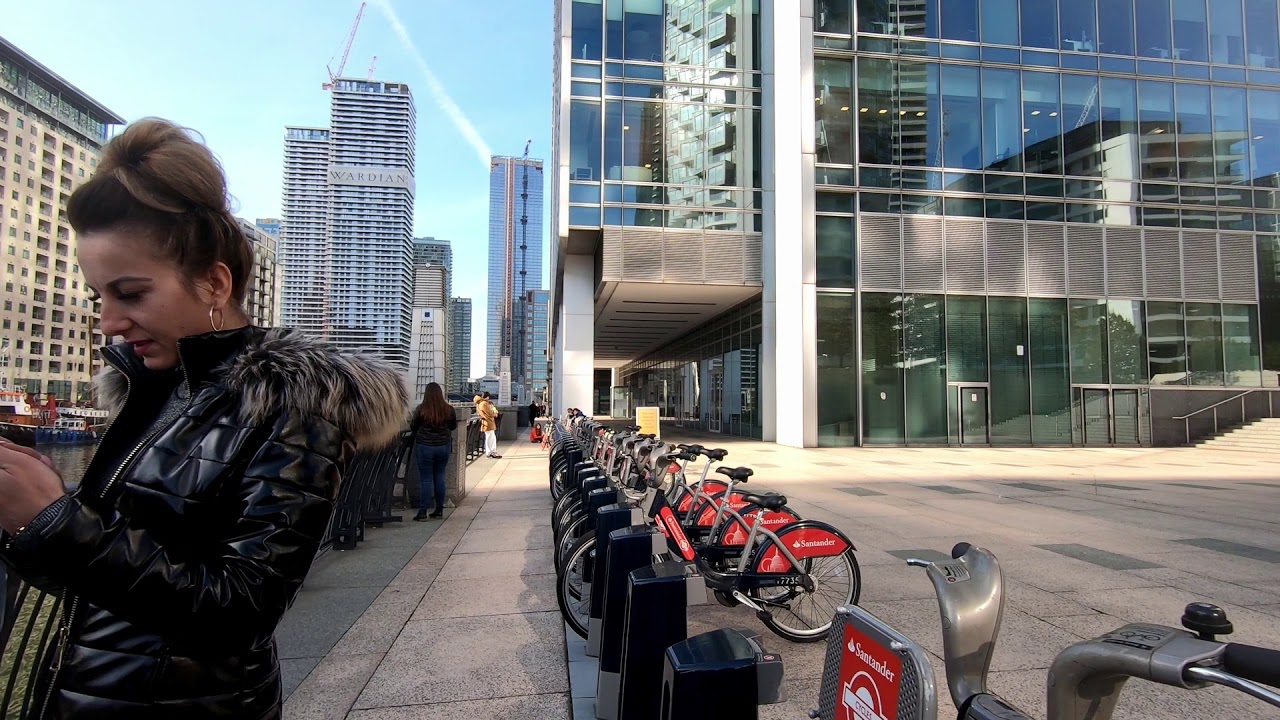 LONDON Walk Tour SOUTH DOCK from CANARY WHARF Station to River Thames