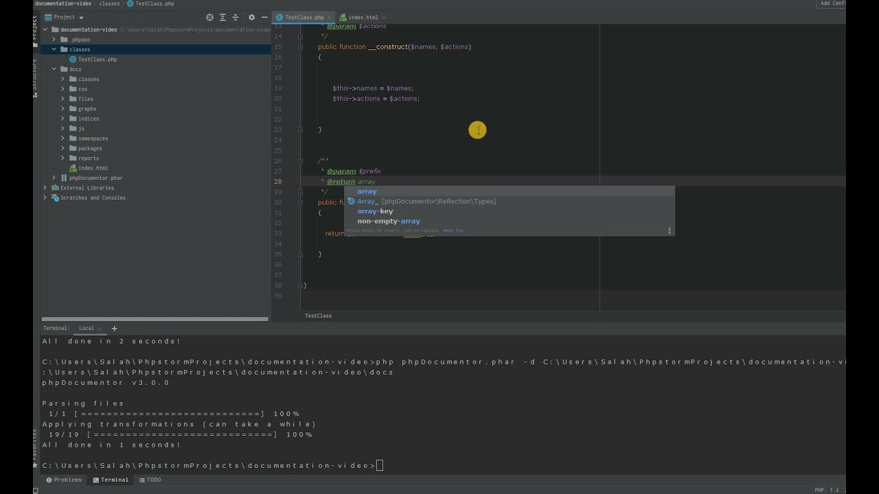 How to use PhpDocumentor in very easy steps ( Arabic)