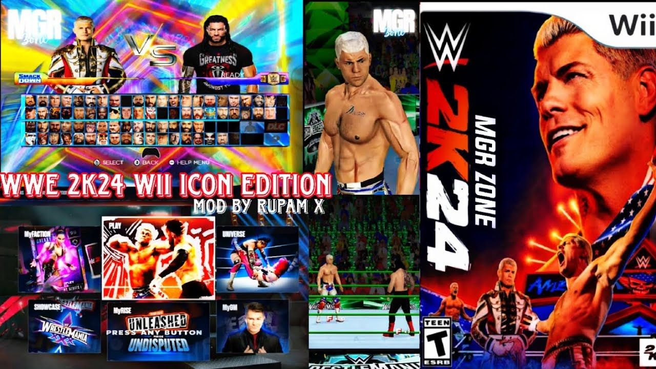 WWE 2K24 WII ICON EDITION | Dolphin Emulator | For Android/PC | Gameplay | Mod By Rupam X | MGR ZONE