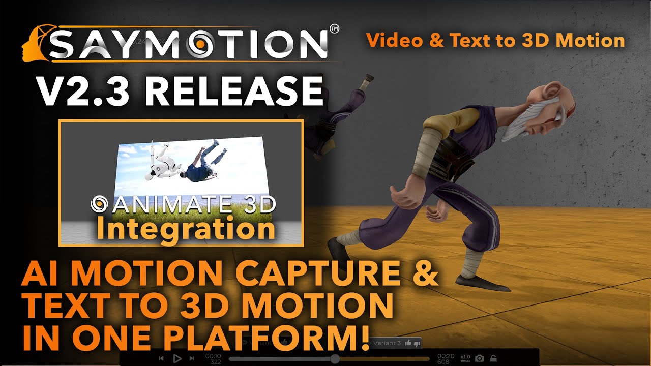SayMotion V2.3: Video Motion Capture Integration | Video & Text to 3D Animation