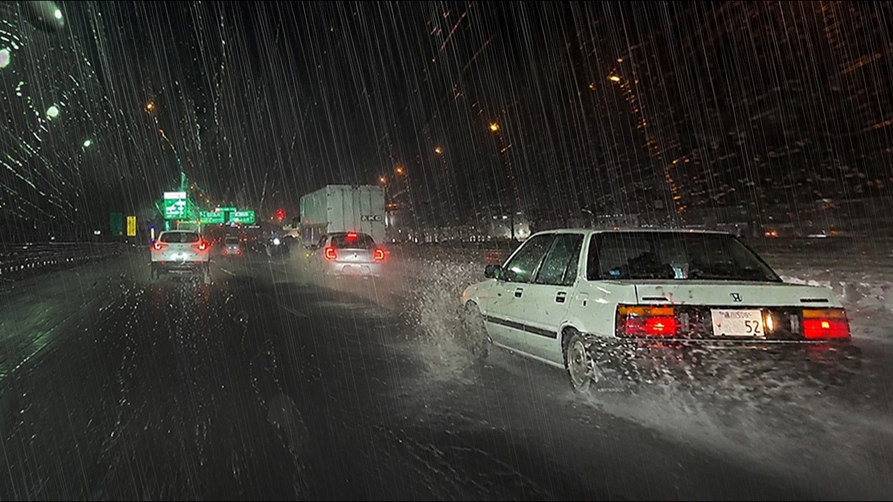 ☔ Midnight Rain Highway Drive 😴 Drift into Deep Sleep (Real Footage, Not AI)