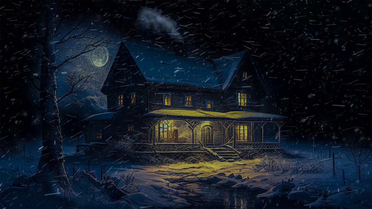 Blizzard & Wind Sounds under Moonlight at Night  | Snowstorm White Noise for Deep Sleep