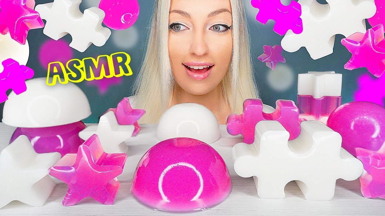 ASMR EATING PURPLE & WHITE FOOD, JELLY 젤리 음식, 과자 먹방 (SWEET FOOD, DESSERT, NO TALKING) MUKBANG 먹방