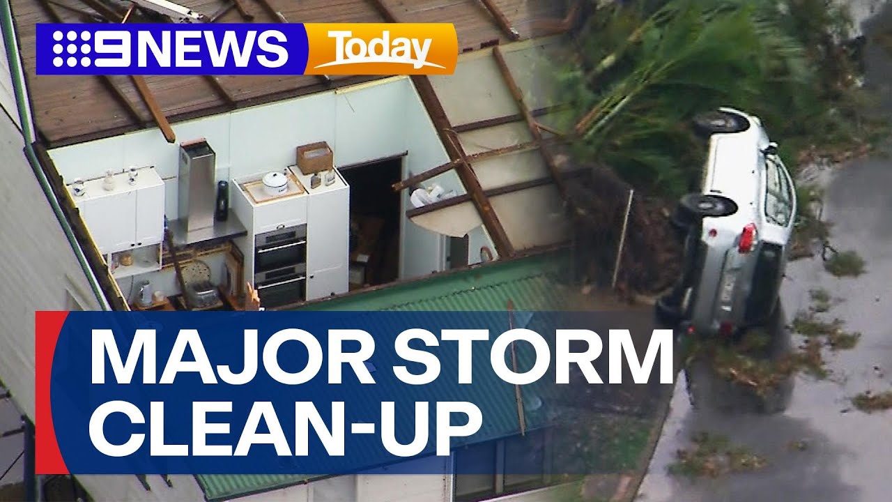 Massive clean-up underway after savage storm slams Queensland | 9 News Australia
