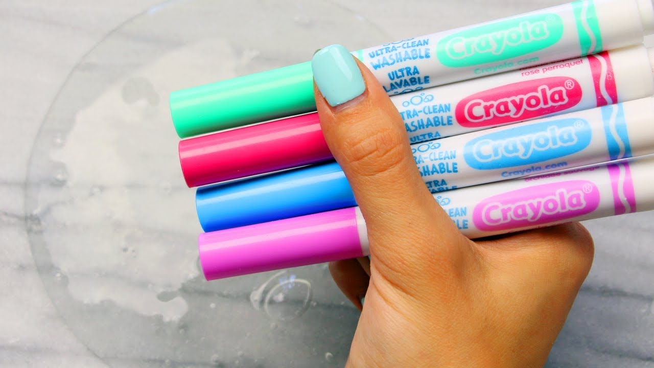 Satisfying & Relaxing Ultra Clear Slime Coloring Swirls Using Pastel Crayola Markers!