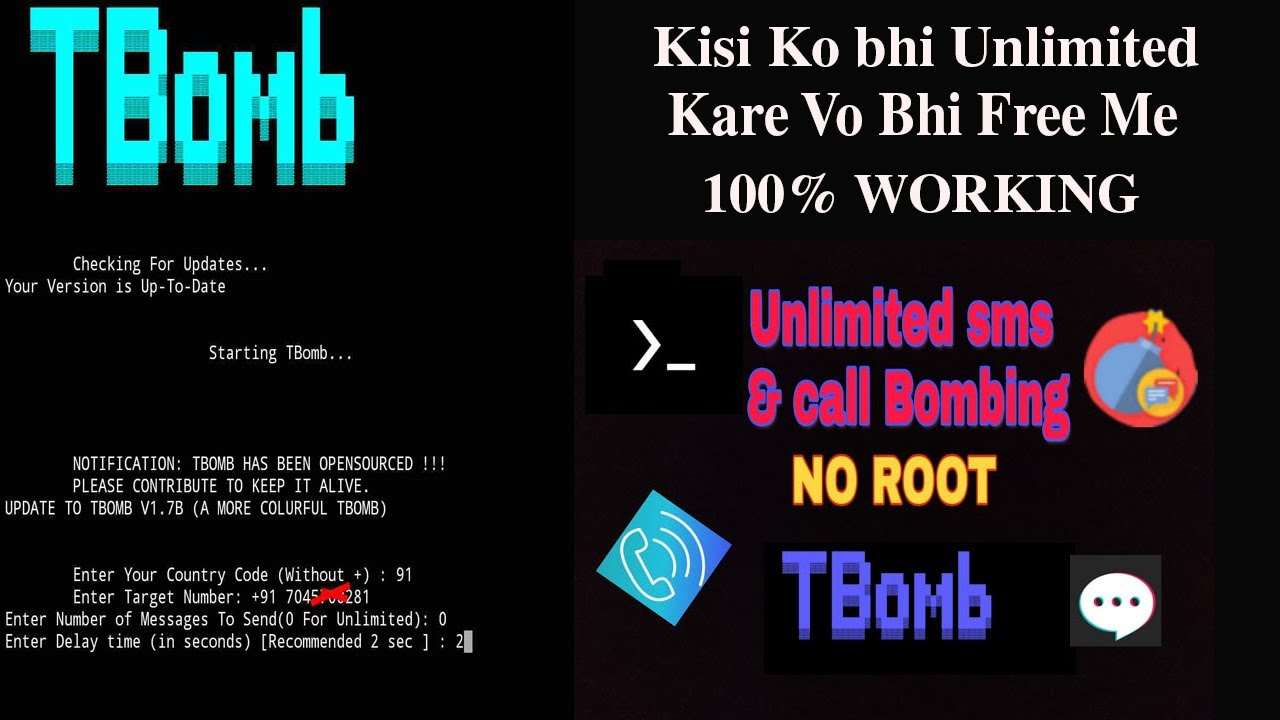 CALL BOMBING ATTACK  | Unlimited Call And SMS Bombing Using Termux  2021 ( 100% WORKING )