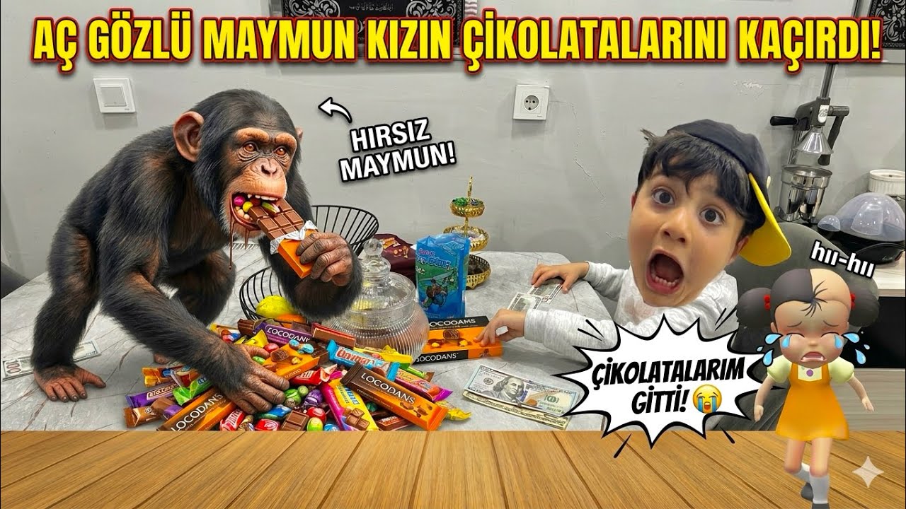 AÇ GÖZLÜ MAYMUN ELANIN ÇİKOLATALI ŞEKERLERİNİ KAÇIRDI ! POYRAZ NE YAPTI ?