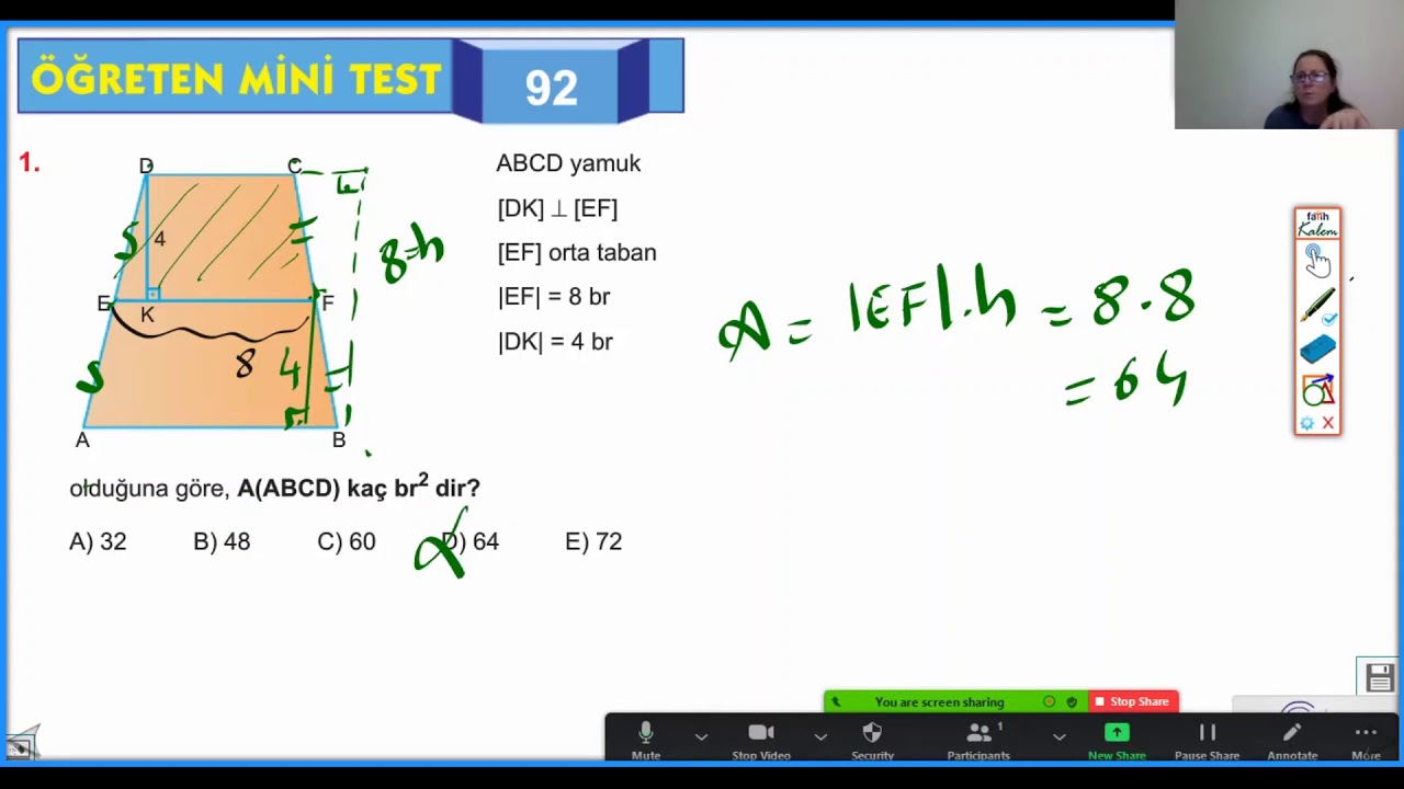 GEOMETRİ ÖĞRENİYORUM-YAMAUK -2 (YAMUKTA ALAN)