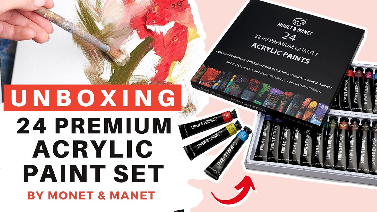 Unboxing 24 premium acrylic paint set by Monet & Manet | Unboxing Art Materials
