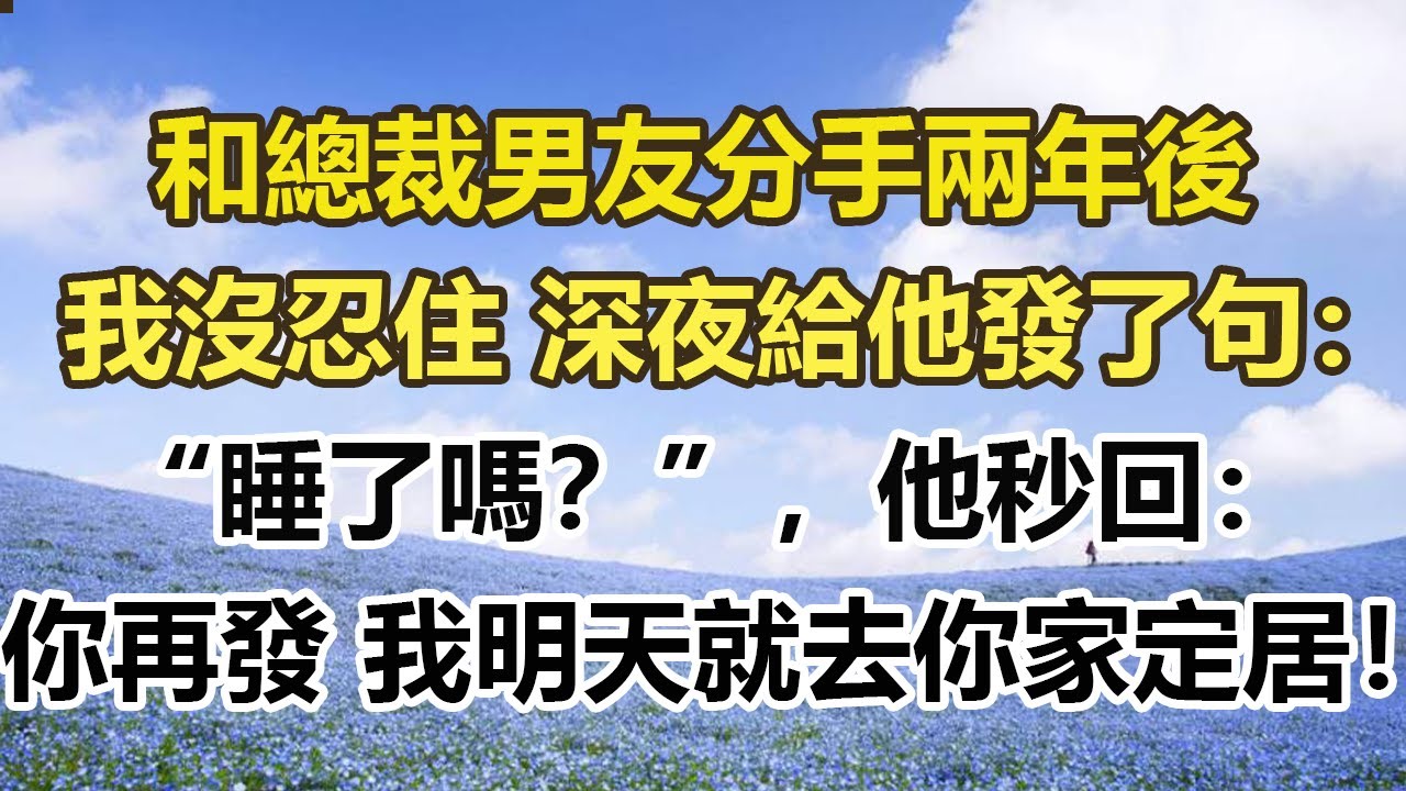 和總裁男友分手兩年後，我沒忍住深夜給他發了句：“睡了嗎？”，他秒回：“你再發一句，我明天就去你家定居！”#幸福敲門 #為人處世 #生活經驗 #情感故事