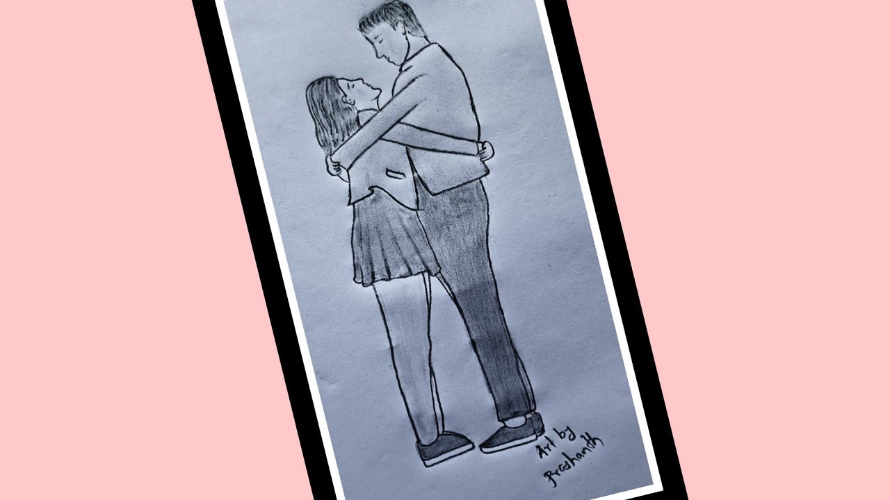 How to draw couple hugg 