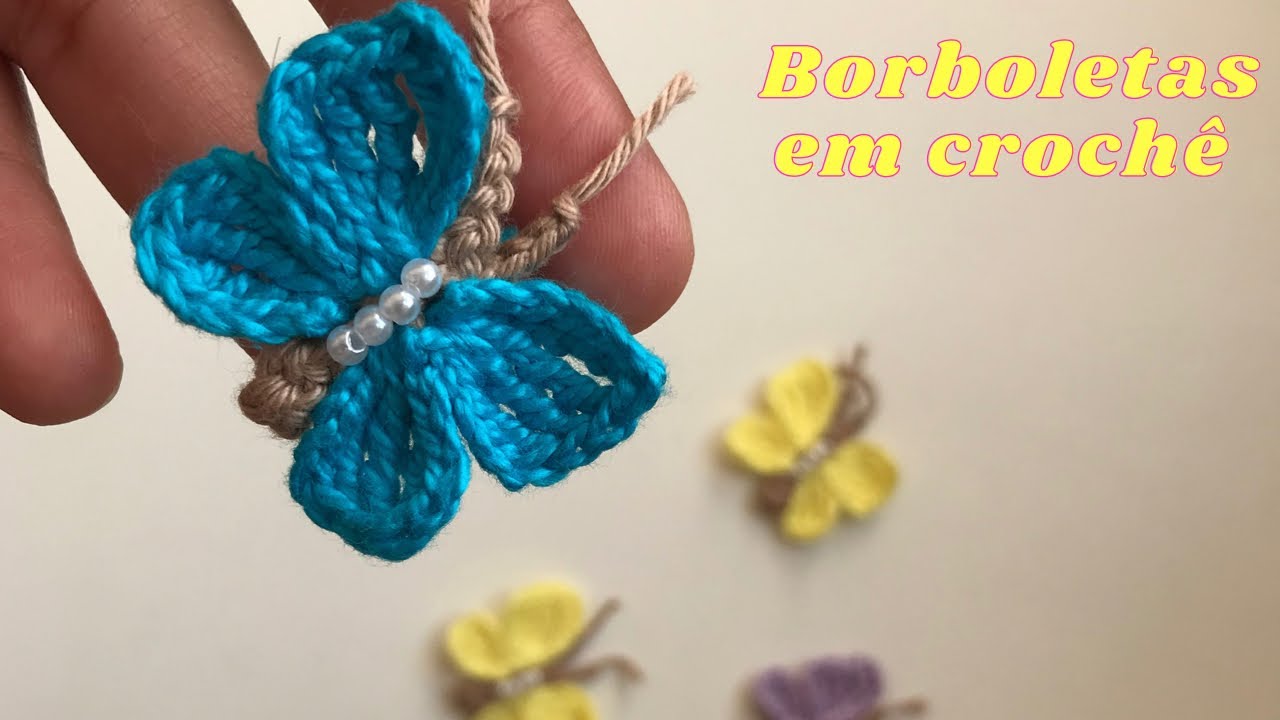 Borboleta em crochê para aplicação por @Crosuh