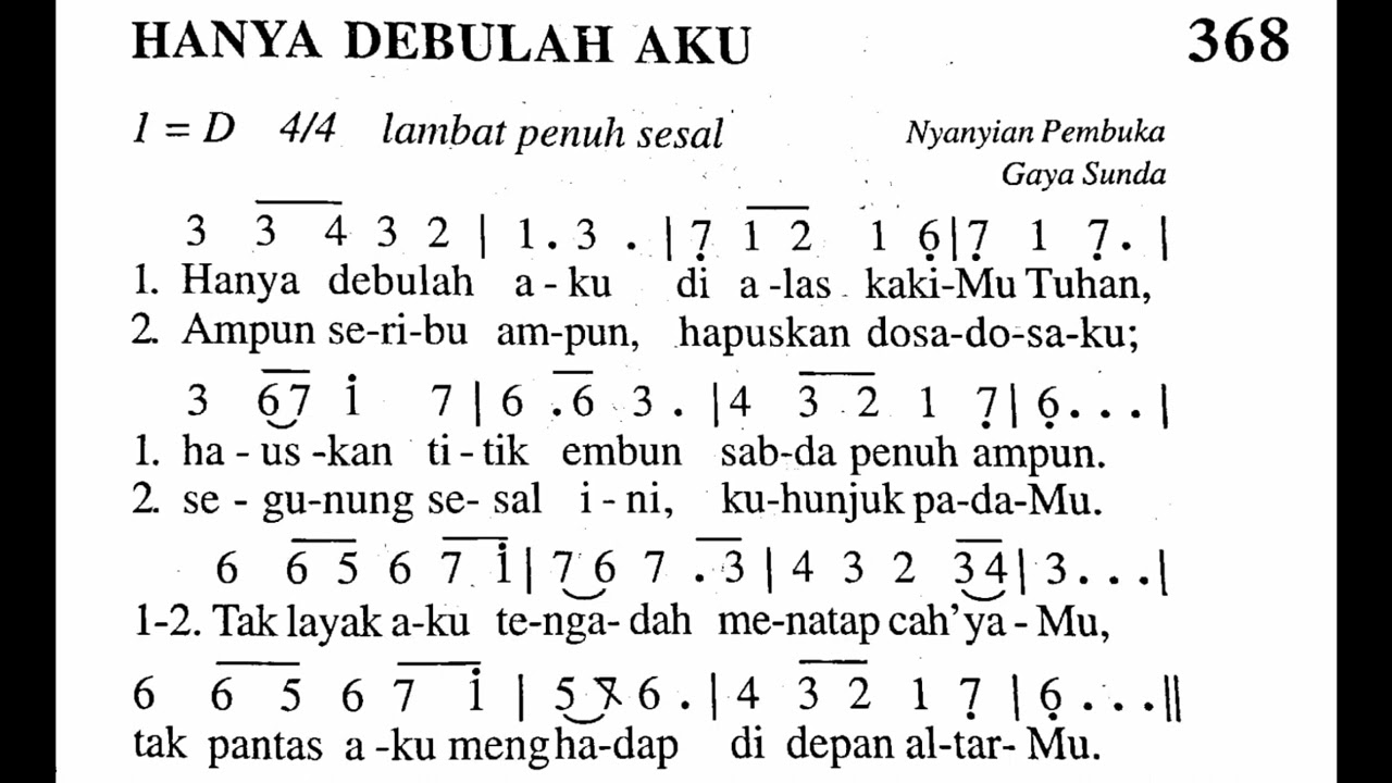 HANYA DEBULAH AKU - RABU ABU - PERMULAAN PRAPASKAH - LAGU ROHANI KATOLIK - Madah Bakti No. 368