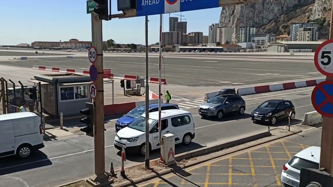 Road crossing the runway at Gibraltar