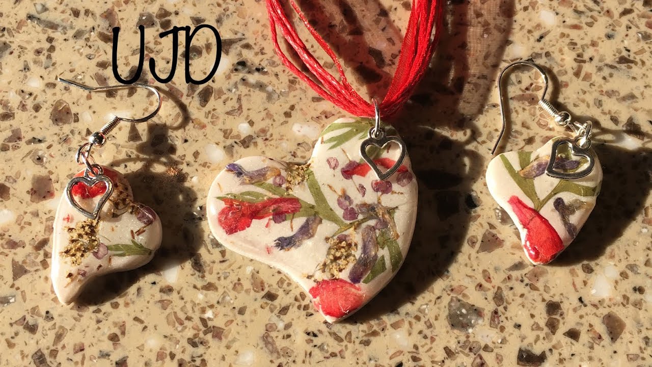 Polymer clay with dried flowers 💐