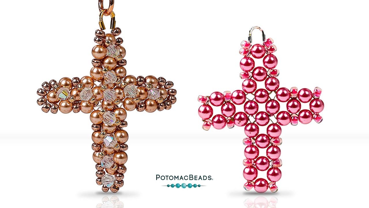 Crystal Pearl Cross Pendant - DIY Jewelry Making Tutorial by PotomacBeads