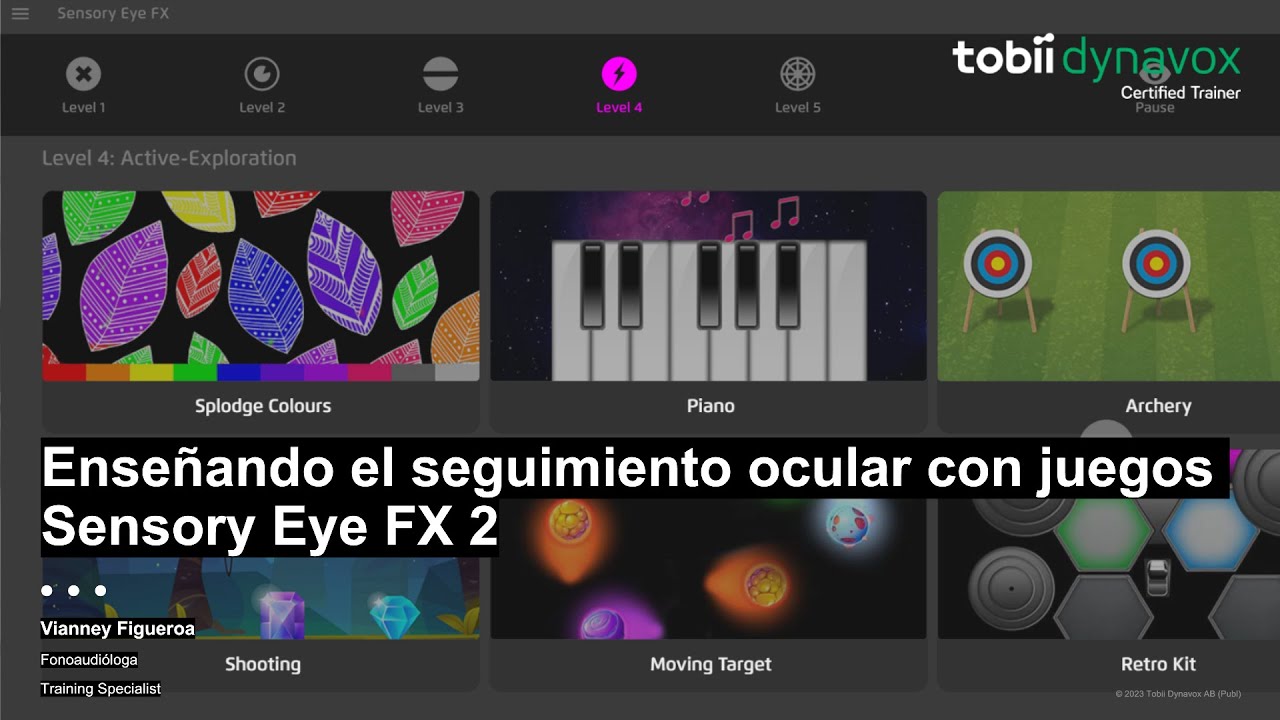 Enseñando el seguimiento ocular con juegos Sensory Eye FX 2