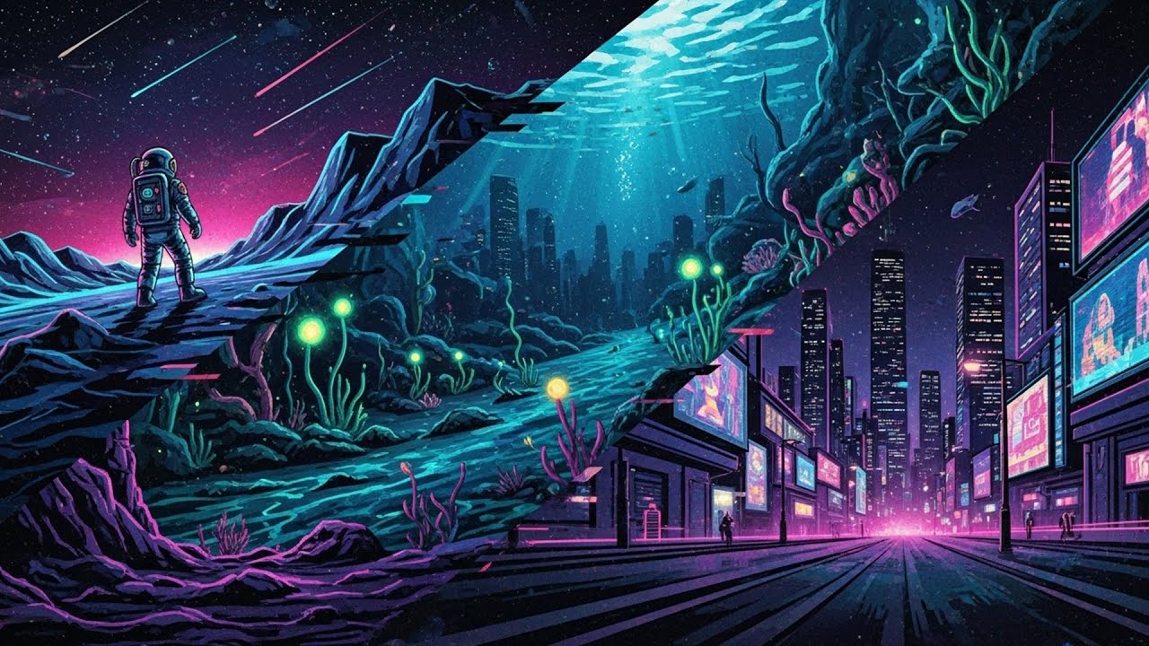 ＢＡＣＫ　ＴＯ　２０４５ [ Synthwave - Retrowave - Dreamwave Mix ] | Neon Worlds & Cosmic Dreams