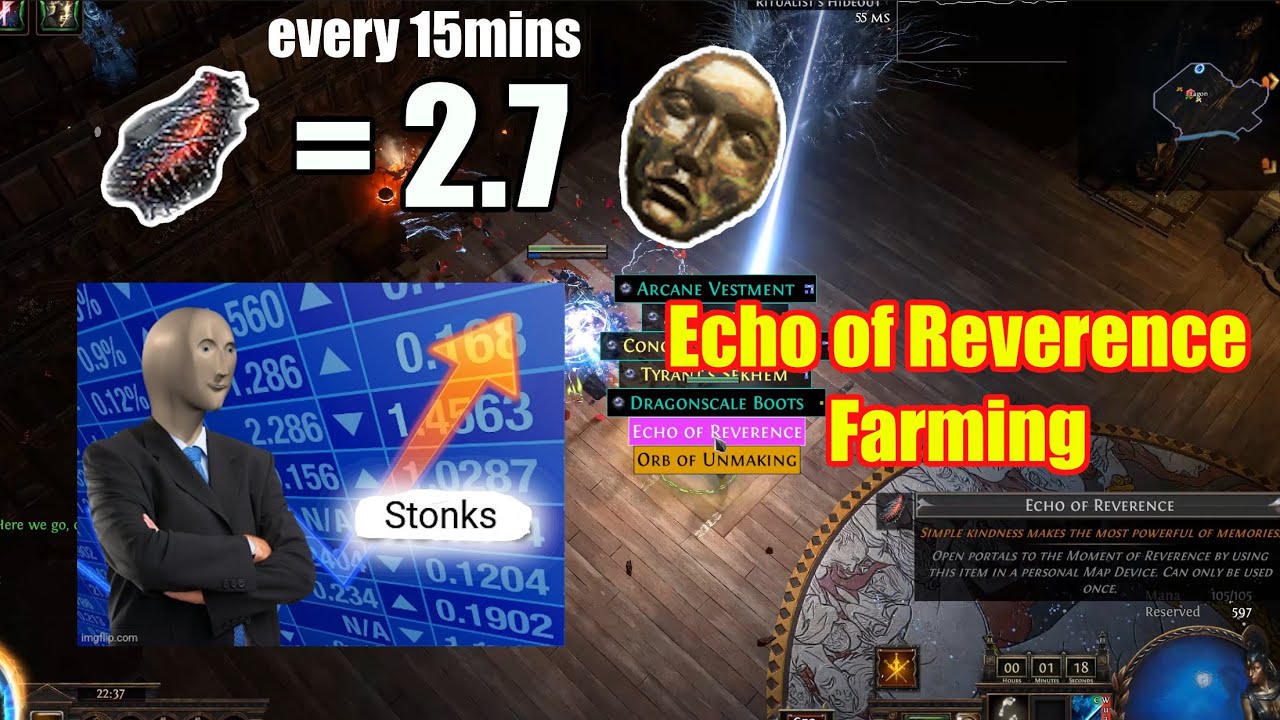 [POE 3.26] Echo farming - 12 Div/HR (Echo only) - 2c cost per map - 200 maps data - casual friendly
