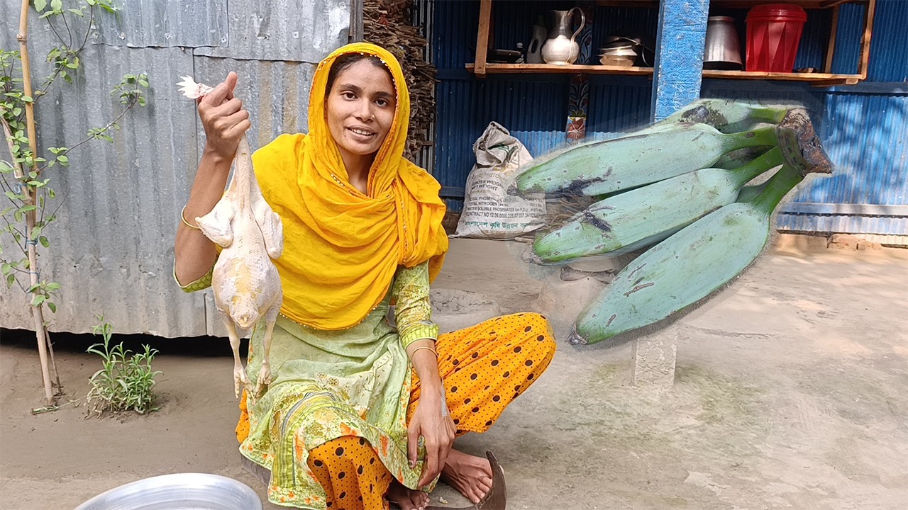 ২৮তম রোজা উপলক্ষে সিমের বিচি দিয়ে কক মুরগির মাংস রান্না সাথে কাচা কলার সবজি রান্না । Chicken Curry