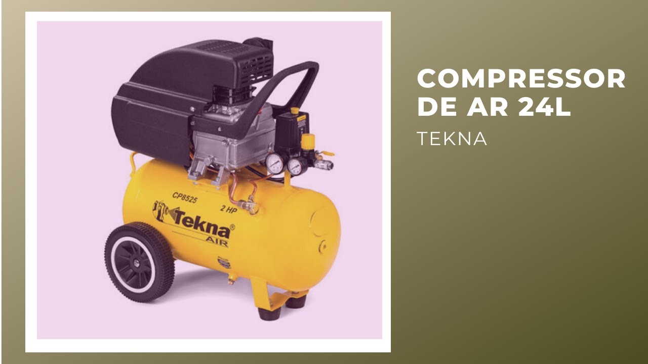 Motocompressor de Ar 2 HP 24 L 8,5 Pés 8 bar - TEKNA CP 8525